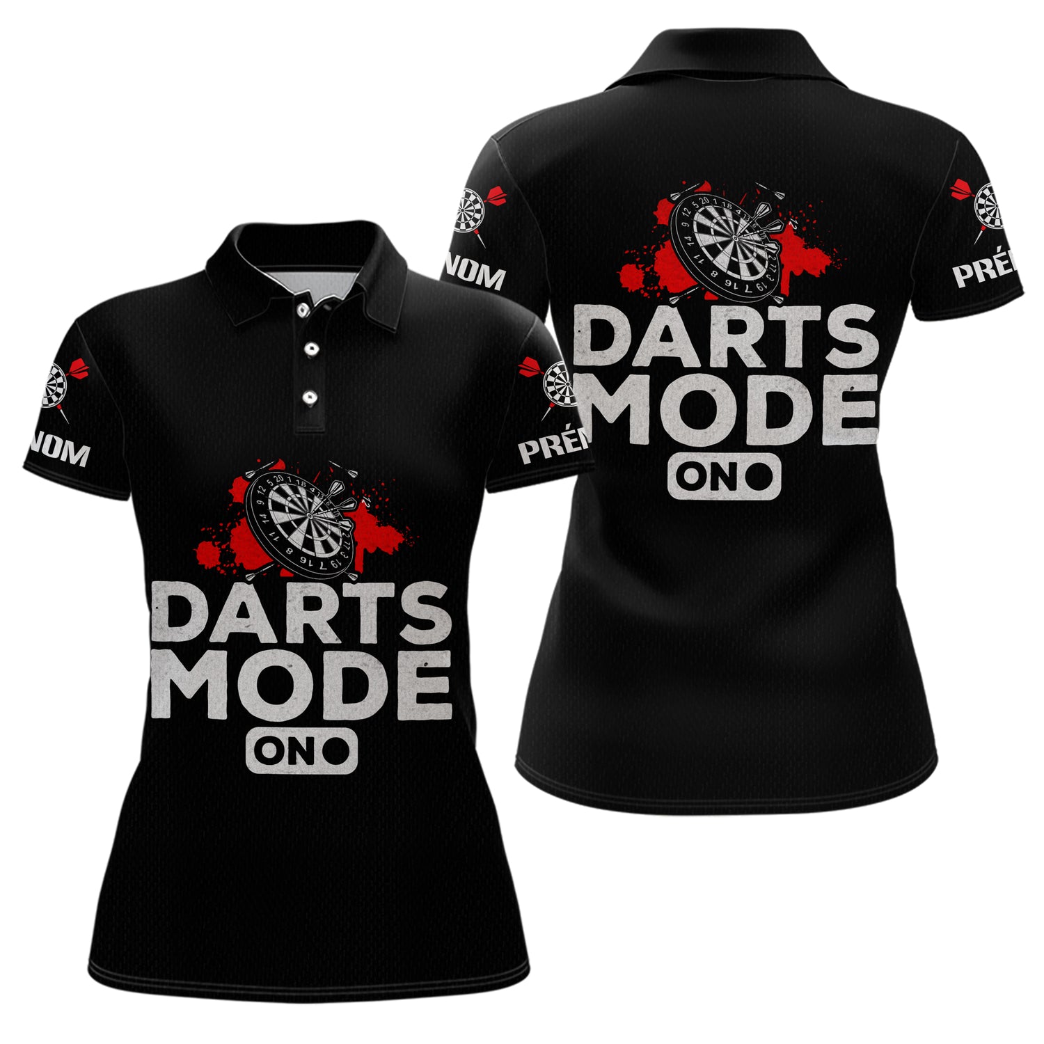 Polo Tenue Fléchettes Homme Femme - Noir Rouge Personnalisé - Polo Femme