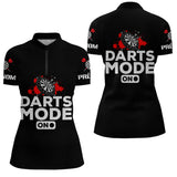 Polo Tenue Fléchettes Homme Femme - Noir Rouge Personnalisé - Polo Zippé Femme