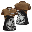 Polo Tenue Pétanque - Élégant Marron Noir Boules - Polo Femme