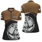 Polo Tenue Pétanque - Élégant Marron Noir Boules - Polo Zippé Femme