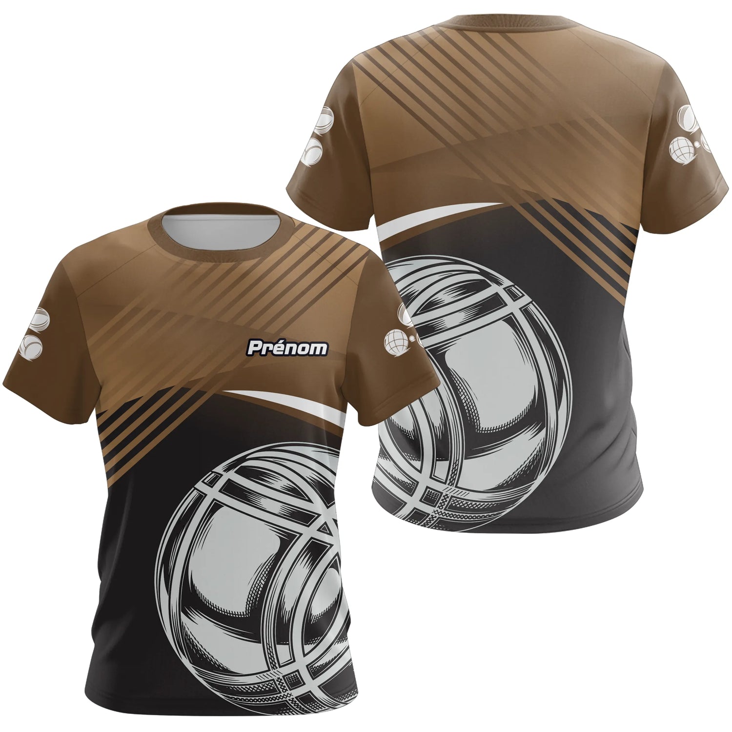 Polo Tenue Pétanque - Élégant Marron Noir Boules - T-Shirt Femme