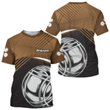 Polo Tenue Pétanque - Élégant Marron Noir Boules - T-Shirt Homme