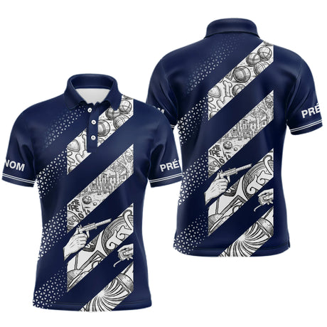 Polo Tenue Pétanque Club - Bleu Marine Style Vintage - Polo Homme