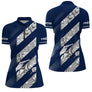 Polo Tenue Pétanque Club - Bleu Marine Style Vintage - Polo Zippé Femme