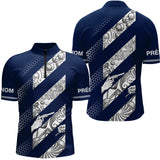 Polo Tenue Pétanque Club - Bleu Marine Style Vintage - Polo Zippé Homme