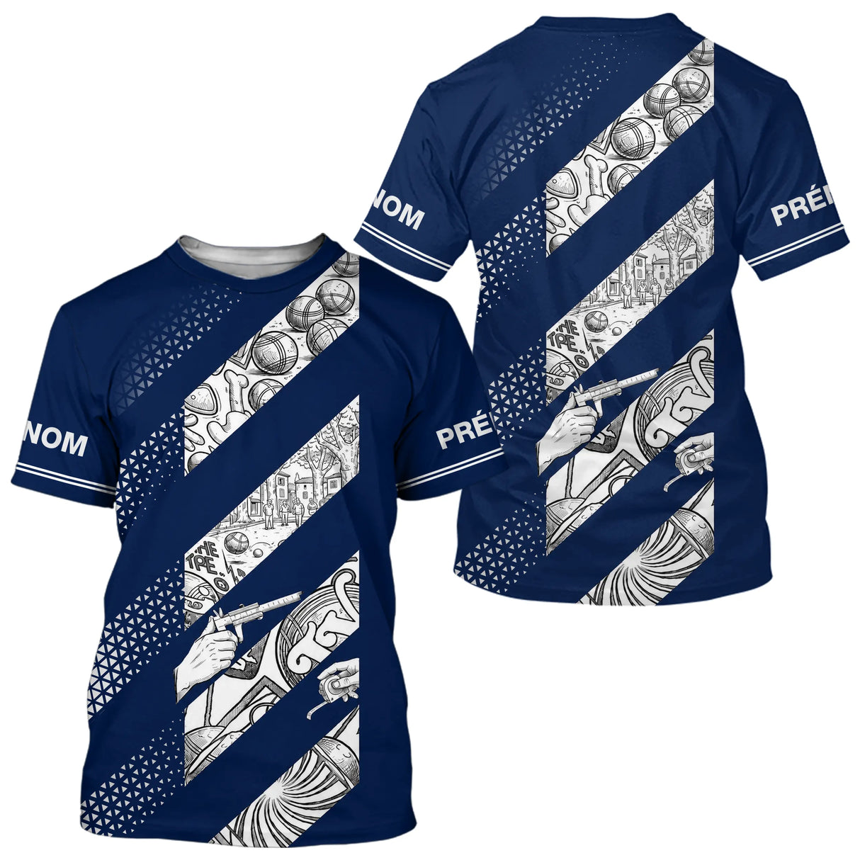 Polo Tenue Pétanque Club - Bleu Marine Style Vintage - T-Shirt Homme