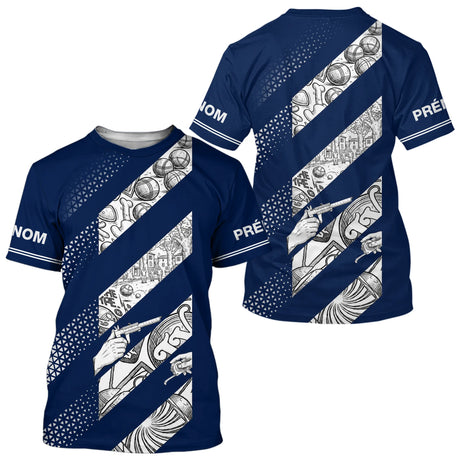 Polo Tenue Pétanque Club - Bleu Marine Style Vintage - T-Shirt Homme