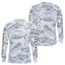 Polo de Pêche Personnalisé - Motifs Poissons Gris - Long Sleeves Homme