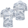 Polo de Pêche Personnalisé - Motifs Poissons Gris - Polo Zippe Homme