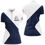 Polo de Pétanque Personnalisé - Bleu & Blanc Homme Femme - Polo Zippé Femme