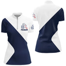 Polo de Pétanque Personnalisé - Bleu & Blanc Homme Femme - Polo Zippé Femme