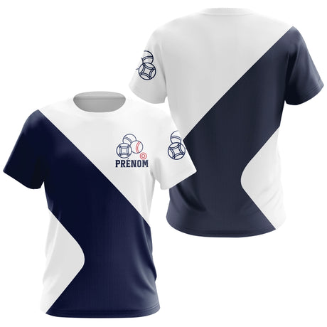 Polo de Pétanque Personnalisé - Bleu & Blanc Homme Femme - T-Shirt Femme
