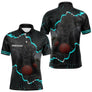 Polo de Pétanque Personnalisé - Design Noir & Cyan Boules - Polo Homme