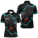 Polo de Pétanque Personnalisé - Design Noir & Cyan Boules - Polo Homme