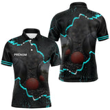 Polo de Pétanque Personnalisé - Design Noir & Cyan Boules - Polo Homme