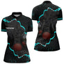 Polo de Pétanque Personnalisé - Design Noir & Cyan Boules - Polo Zippé Femme
