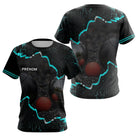 Polo de Pétanque Personnalisé - Design Noir & Cyan Boules - T-Shirt Femme