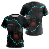 Polo de Pétanque Personnalisé - Design Noir & Cyan Boules - T-Shirt Femme