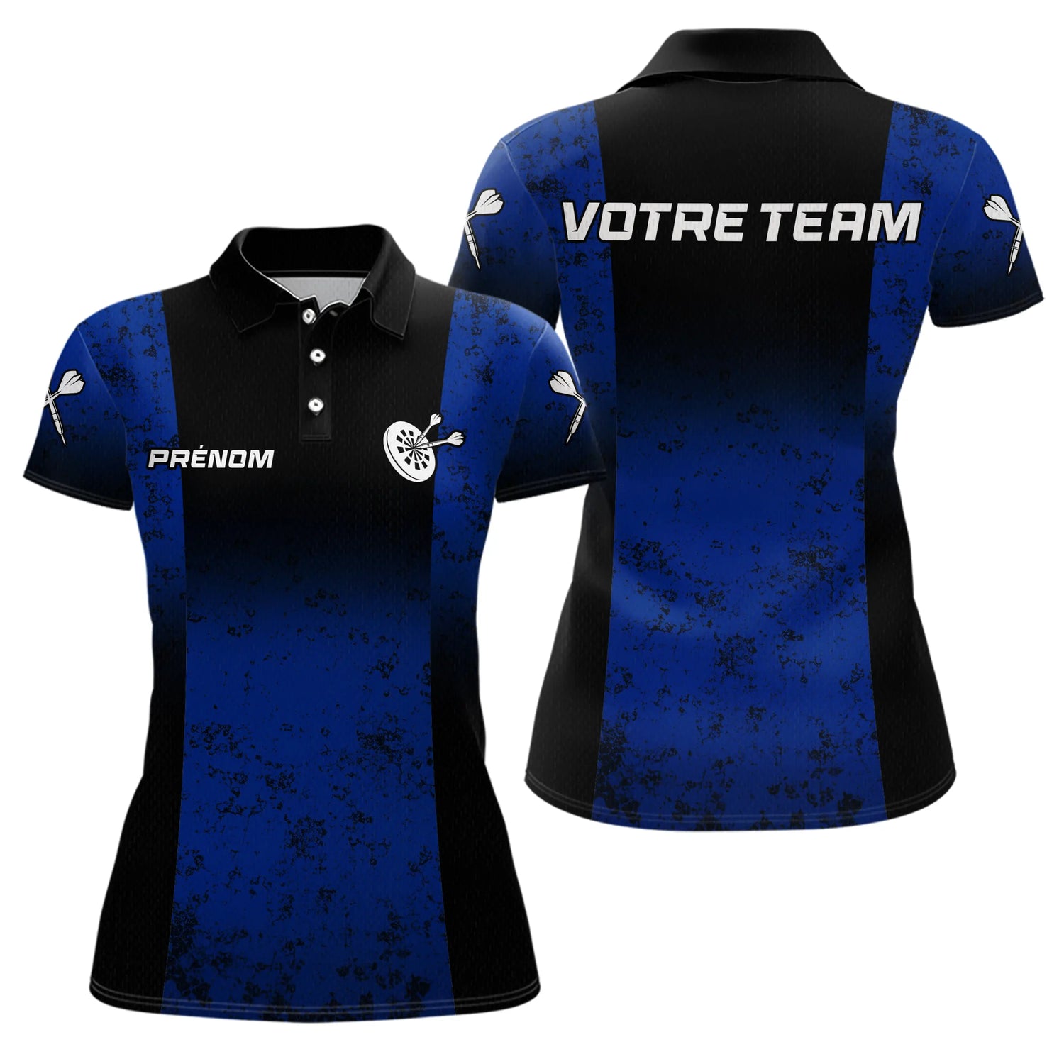 Polo Équipe Fléchettes - Bleu & Noir Personnalisé - Polo Femme