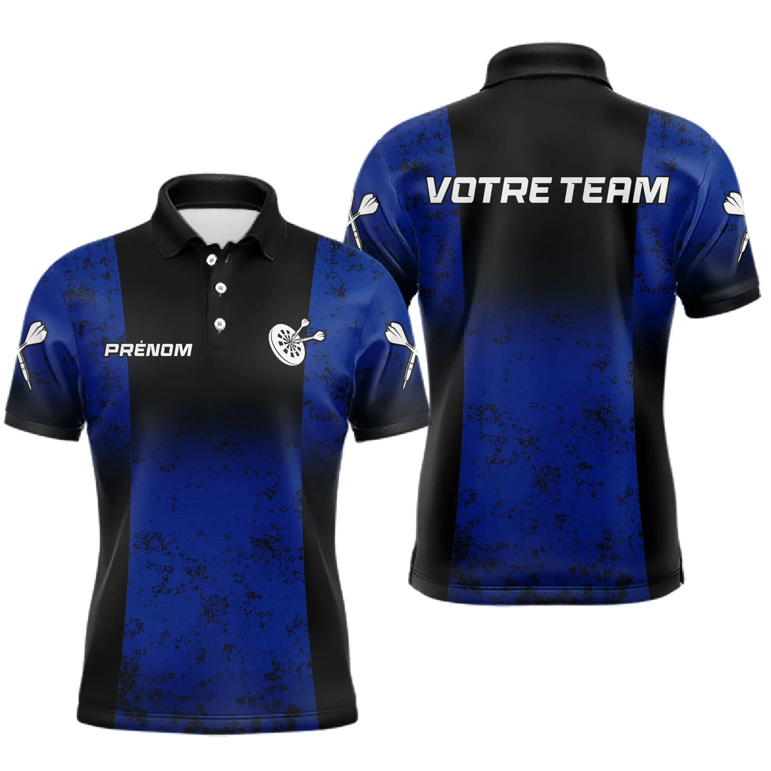 Polo Équipe Fléchettes - Bleu & Noir Personnalisé - Polo Homme
