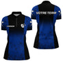 Polo Équipe Fléchettes - Bleu & Noir Personnalisé - Polo Zippé Femme