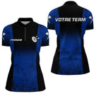 Polo Équipe Fléchettes - Bleu & Noir Personnalisé - Polo Zippé Femme