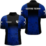 Polo Équipe Fléchettes - Bleu & Noir Personnalisé - Polo Zippé Homme