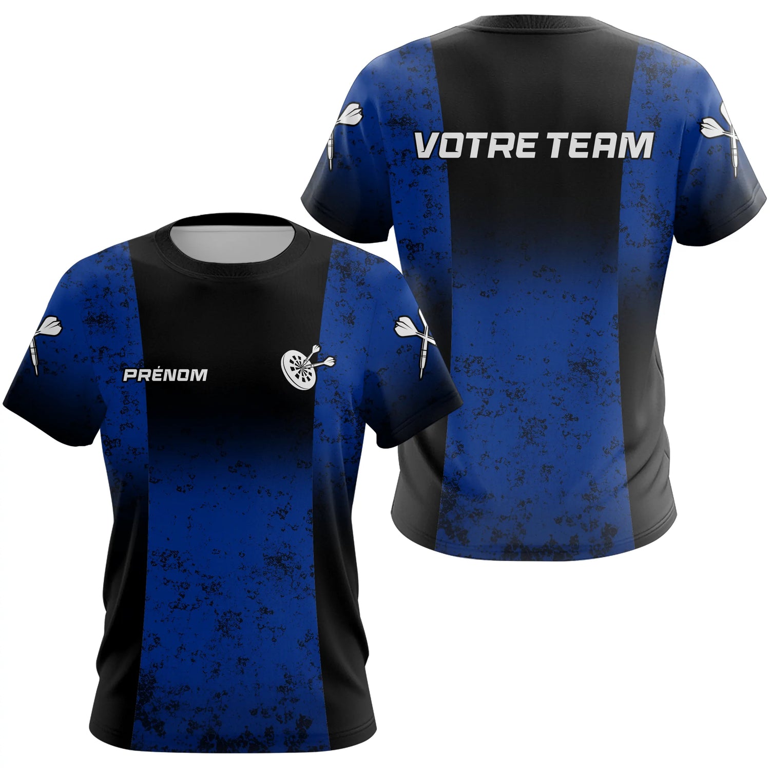 Polo Équipe Fléchettes - Bleu & Noir Personnalisé - T-Shirt Femme