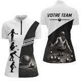 Polo Équipe Pétanque - Noir & Blanc Personnalisé - Polo Zippé Femme