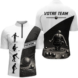 Polo Équipe Pétanque - Noir & Blanc Personnalisé - Polo Zippé Homme