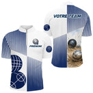 Polo Équipe Pétanque Boulodrome - Personnalisé Bleu & Blanc - Polo Zippé Homme