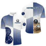 Polo Équipe Pétanque Boulodrome - Personnalisé Bleu & Blanc - Polo Zippé Homme