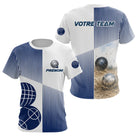 Polo Équipe Pétanque Boulodrome - Personnalisé Bleu & Blanc - T-Shirt Femme