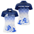 Polo Équipe Pétanque Personnalisé - Bleu Blanc Degradé - Polo Femme
