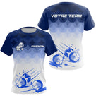 Polo Équipe Pétanque Personnalisé - Bleu Blanc Degradé - T-Shirt Femme