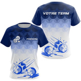Polo Équipe Pétanque Personnalisé - Bleu Blanc Degradé - T-Shirt Femme