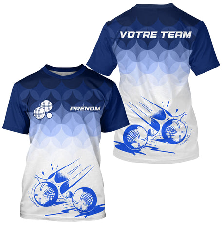 Polo Équipe Pétanque Personnalisé - Bleu Blanc Degradé - T-Shirt Homme