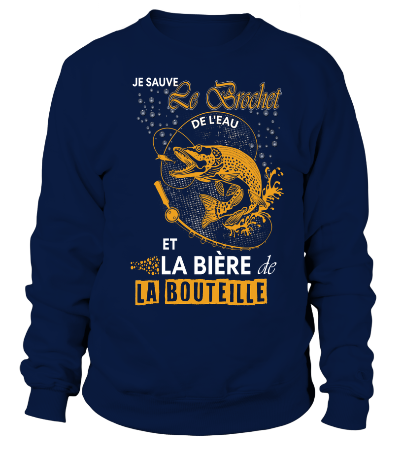 Pêche Du Brochet Au Leurre Souple, Bière, Cadeau Humour Pêcheur, Je Sauve Le Brochet De l'Eau - VEPEBR021 Sweater Marine