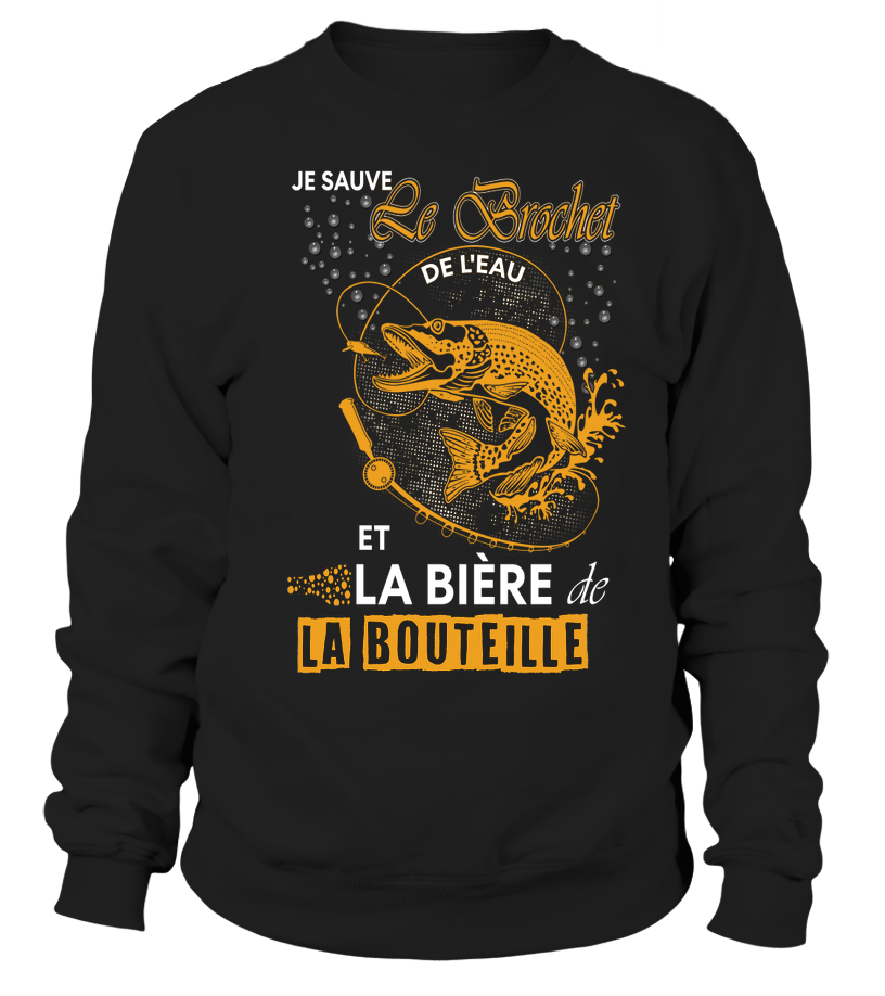 Pêche Du Brochet Au Leurre Souple, Bière, Cadeau Humour Pêcheur, Je Sauve Le Brochet De l'Eau - VEPEBR021 Sweater Noir