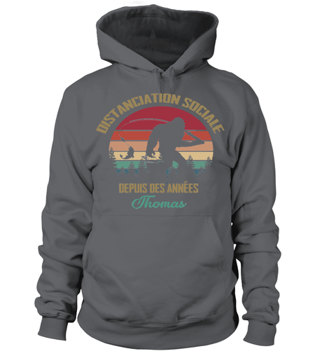 Pêcheur Distanciation Sociale, Cadeau Humour Pêcheur, Personnaliser -VEPENP017 Sweat à Capuche Gris