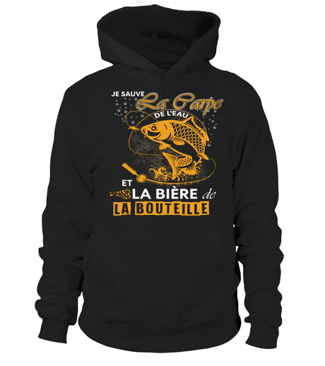 T-shirt manches longues humour pêche carpe Je sauve la carpe doré