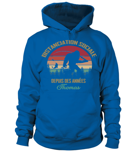 Pêcheur Distanciation Sociale, Cadeau Humour Pêcheur, Personnaliser -VEPENP017 Sweat à Capuche Bleu