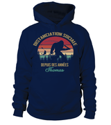 Pêcheur Distanciation Sociale, Cadeau Humour Pêcheur, Personnaliser -VEPENP017 Sweat à Capuche Marine