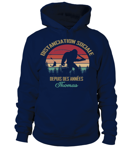 Pêcheur Distanciation Sociale, Cadeau Humour Pêcheur, Personnaliser -VEPENP017 Sweat à Capuche Marine