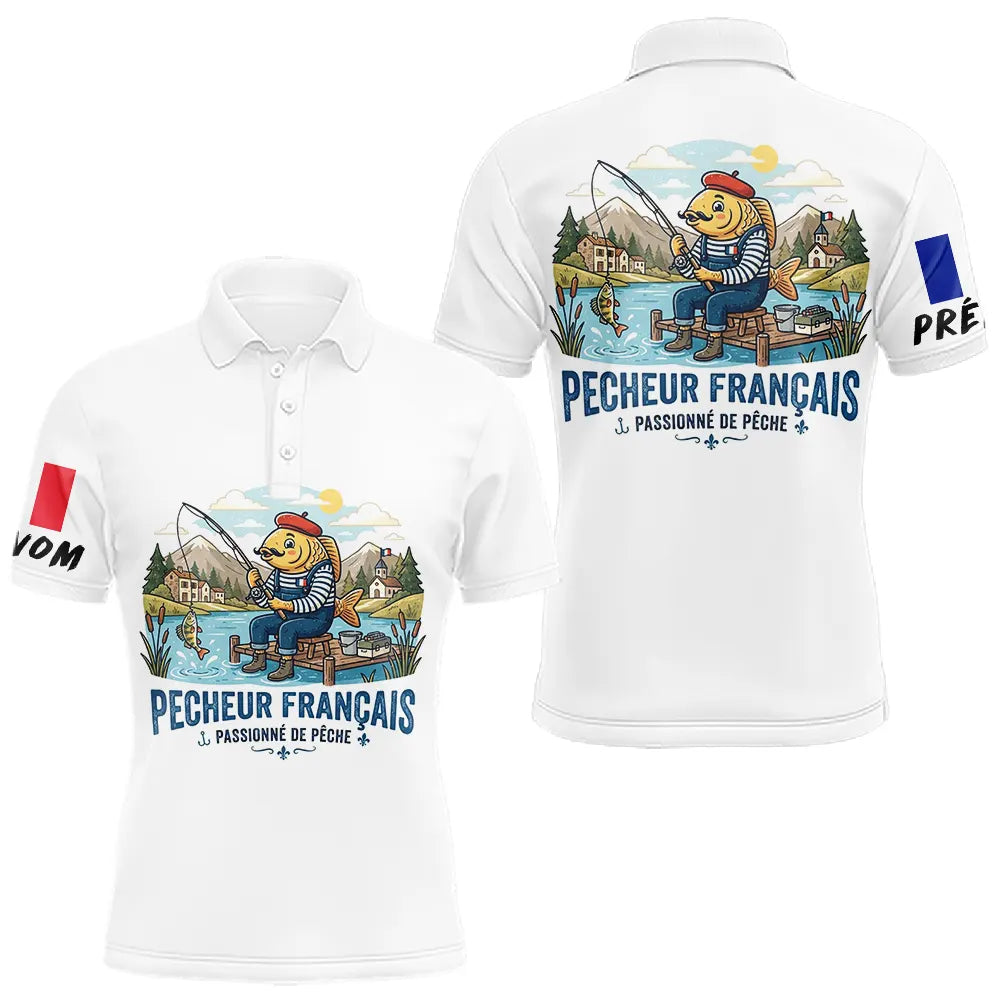 Sweat Blanc Pêcheur Français - Capuche & Design Humour - Polo Homme