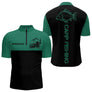 Sweat Capuche Pêche Carpe - Personnalisé Vert Et Noir - Polo Zippé Homme