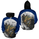 Sweat À Capuche Pêche Carpiste  - Bleu & Blanc Personnalisé - Hoodie Homme
