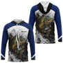 Sweat À Capuche Pêche Carpiste  - Bleu & Blanc Personnalisé - Long Sleeves Hoodie Homme