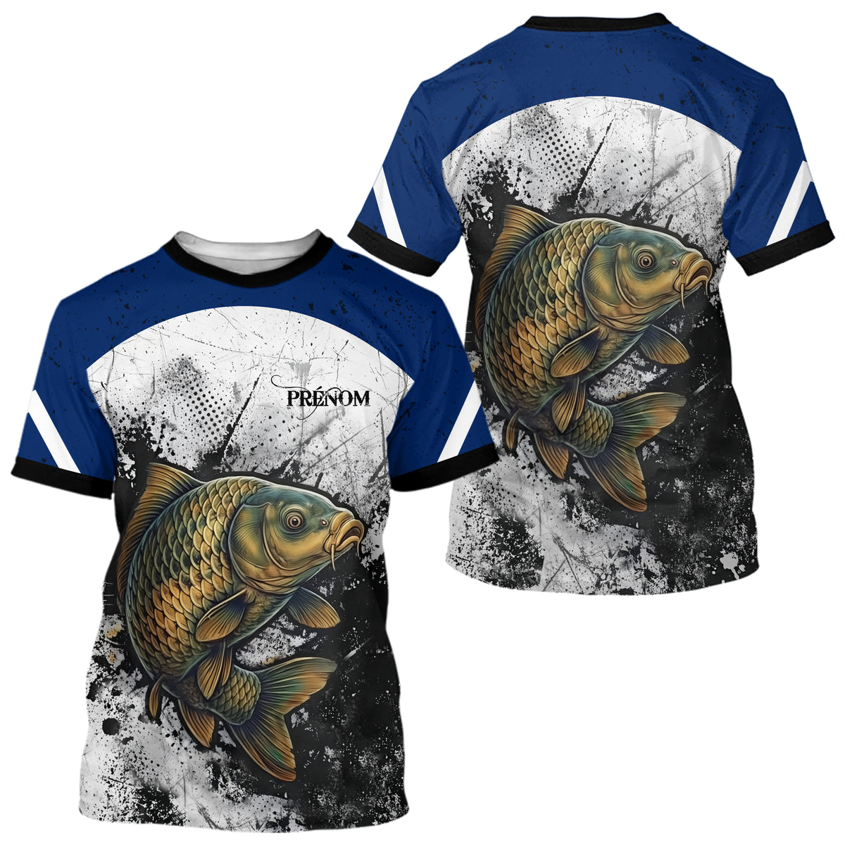 Sweat À Capuche Pêche Carpiste  - Bleu & Blanc Personnalisé - T-Shirt Homme