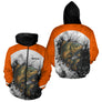 Sweat À Capuche Pêche Carpiste  - Orange & Blanc Personnalisé - Hoodie Zippé Homme